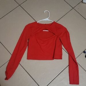 Red Long Sleeve Women's Top